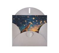 VVXBHGR Gray Holiday greeting check blank card and pearl beautiful blank note block Giraffe chasing stars prints