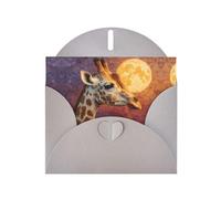 VVXBHGR Gray Holiday greeting check blank card and pearl beautiful blank note block Giraffe looking at the moon prints