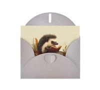VVXBHGR Gray Holiday greeting check blank card and pearl beautiful blank note block Hedgehog reading a book prints