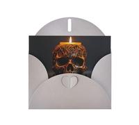 VVXBHGR Gray Holiday greeting check blank card and pearl beautiful blank note block Iron and copper skull candle prints