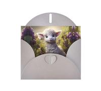 VVXBHGR Gray Holiday greeting check blank card and pearl beautiful blank note block Little sheep in the vineyard prints