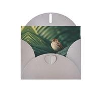 VVXBHGR Gray Holiday greeting check blank card and pearl beautiful blank note block Little sparrow on palm leaves prints