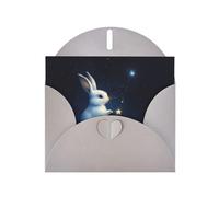 VVXBHGR Gray Holiday greeting check blank card and pearl beautiful blank note block Little white animal picking stars prints