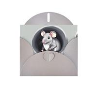 VVXBHGR Gray Holiday greeting check blank card and pearl beautiful blank note block Mouse in the Hole prints