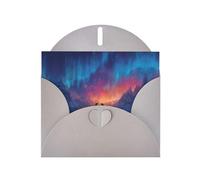 VVXBHGR Gray Holiday greeting check blank card and pearl beautiful blank note block Penguin under the Aurora prints