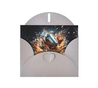 VVXBHGR Gray Holiday greeting check blank card and pearl beautiful blank note block Rugby on Fire prints