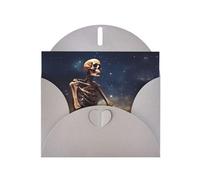 VVXBHGR Gray Holiday greeting check blank card and pearl beautiful blank note block Skull on the Galaxy prints