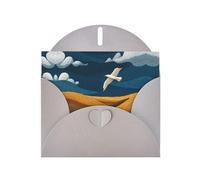 VVXBHGR Gray Holiday greeting check blank card and pearl beautiful blank note block Skylarks fly over the wheat fields prints