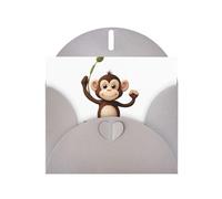 VVXBHGR Gray Holiday greeting check blank card and pearl beautiful blank note block Smart little monkey prints