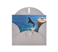 VVXBHGR Gray Holiday greeting check blank card and pearl beautiful blank note block Splashing sea lions prints