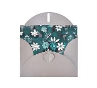 VVXBHGR Gray Holiday greeting check blank card and pearl beautiful blank note block Teal Grey and White Floral prints