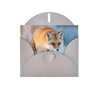 VVXBHGR Gray Holiday greeting check blank card and pearl beautiful blank note block The Fox Who Stepped on Snow prints