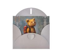 VVXBHGR Gray Holiday greeting check blank card and pearl beautiful blank note block The little bear traveling around the world prints