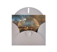VVXBHGR Gray Holiday greeting check blank card and pearl beautiful blank note block The rainbow after the rain prints