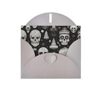 VVXBHGR Gray Holiday greeting check blank card and pearl beautiful blank note block Various skulls prints