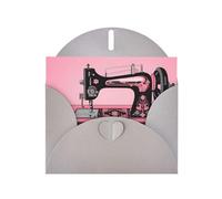 VVXBHGR Gray Holiday greeting check blank card and pearl beautiful blank note block Vintage pink sewing machine prints