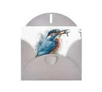 VVXBHGR Gray Holiday greeting check blank card and pearl beautiful blank note block Watercolor kingfisher with prey prints