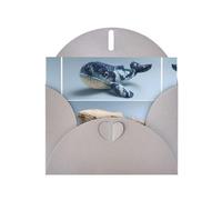 VVXBHGR Gray Holiday greeting check blank card and pearl beautiful blank note block Weaving Whales prints