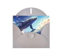 VVXBHGR Gray Holiday greeting check blank card and pearl beautiful blank note block Whales swimming under the sea prints