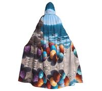 VVXBHGR Halloween adult hooded cape Easter Eggs on the Coast Prints comfortable and soft with large brim suitable for dances parties and gatheringss