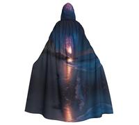 VVXBHGR Halloween adult hooded cape Fireworks on the coast Prints comfortable and soft with large brim suitable for dances parties and gatheringss