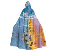 VVXBHGR Halloween adult hooded cape Footprints on the Rainbow Prints comfortable and soft with large brim suitable for dances parties and gatheringss
