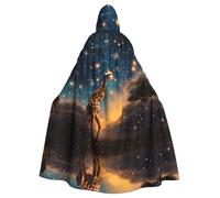 VVXBHGR Halloween adult hooded cape Giraffe chasing stars Prints comfortable and soft with large brim suitable for dances parties and gatheringss