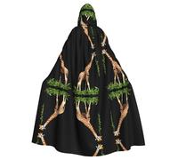 VVXBHGR Halloween adult hooded cape Giraffe eating grass Prints comfortable and soft with large brim suitable for dances parties and gatheringss