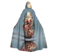 VVXBHGR Halloween adult hooded cape Plum blossoms on Easter eggs Prints comfortable and soft with large brim suitable for dances parties and gatheringss