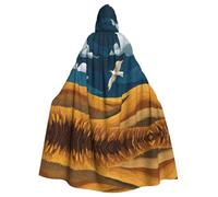 VVXBHGR Halloween adult hooded cape Skylarks fly over the wheat fields Prints comfortable and soft with large brim suitable for dances parties and gatheringss