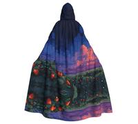 VVXBHGR Halloween adult hooded cape Strawberries under the starry sky Prints comfortable and soft with large brim suitable for dances parties and gatheringss