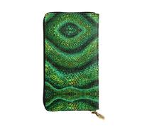 VVXBHGR Leather Long Clutch Wallet Emerald Python Pattern Prints Comfortable and Lightweight Zipper Closure for Storing Coins and Credit Cards.