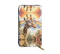 VVXBHGR Leather Long Clutch Wallet Giraffe Under The Rainbow Prints Comfortable and Lightweight Zipper Closure for Storing Coins and Credit Cards.
