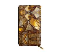 VVXBHGR Leather Long Clutch Wallet Golden Glass Shards Prints Comfortable and Lightweight Zipper Closure for Storing Coins and Credit Cards.