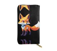 VVXBHGR Leather Long Clutch Wallet Little Fox Prints Comfortable and Lightweight Zipper Closure for Storing Coins and Credit Cards.
