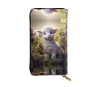 VVXBHGR Leather Long Clutch Wallet Little Sheep in The Vineyard Prints Comfortable and Lightweight Zipper Closure for Storing Coins and Credit Cards.