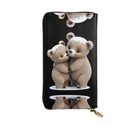 VVXBHGR Leather Long Clutch Wallet Mother Bear hugs The Little Bear Prints Comfortable and Lightweight Zipper Closure for Storing Coins and Credit Cards.