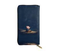 VVXBHGR Leather Long Clutch Wallet Pig in The Starry Sky Prints Comfortable and Lightweight Zipper Closure for Storing Coins and Credit Cards.
