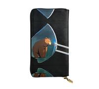 VVXBHGR Leather Long Clutch Wallet Sealed Brown Bear Prints Comfortable and Lightweight Zipper Closure for Storing Coins and Credit Cards.