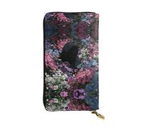VVXBHGR Leather Long Clutch Wallet The Ghost in The Flowers Prints Comfortable and Lightweight Zipper Closure for Storing Coins and Credit Cards.