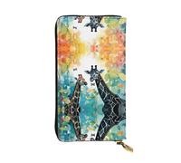 VVXBHGR Leather Long Clutch Wallet Watercolor Giraffe Prints Comfortable and Lightweight Zipper Closure for Storing Coins and Credit Cards.