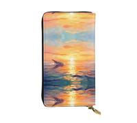 VVXBHGR Leather Long Clutch Wallet Whale's Tail Prints Comfortable and Lightweight Zipper Closure for Storing Coins and Credit Cards.