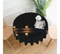 VVXBHGR Light in the desert Prints Round Decorative Tablecloth 60 in for Indoor and Outdoor Dining, Parties, Weddings