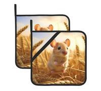 VVXBHGR Little mouse in the wheat field Prints Square heat-proof pot holders (set of two) 8x8 in : Quality fabrics, Anti-scalding and easy to clean
