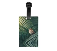 VVXBHGR Little Sparrow on Palm Leaves Prints Luggage tag Type Luggage identifier Suitable for Both Men and Women, Printed with Multifunctional and Cute Tags