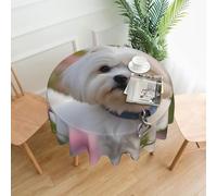 VVXBHGR Lovely Maltese Dog Prints Round Decorative Tablecloth 60 in for Indoor and Outdoor Dining, Parties, Weddings