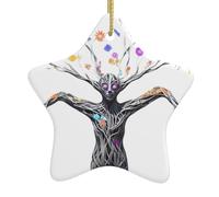 VVXBHGR Mother of all things Prints Christmas Ceramic Star Pendant Festive and Creative Decoration Easy to hang