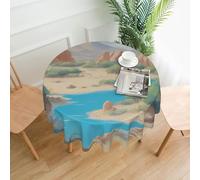 VVXBHGR oasis in the desert Prints Round Decorative Tablecloth 60 in for Indoor and Outdoor Dining, Parties, Weddings