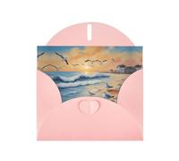 VVXBHGR Pink Holiday greeting check blank card and pearl beautiful blank note block airborne seagulls prints