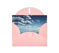 VVXBHGR Pink Holiday greeting check blank card and pearl beautiful blank note block Blue sky and white clouds prints